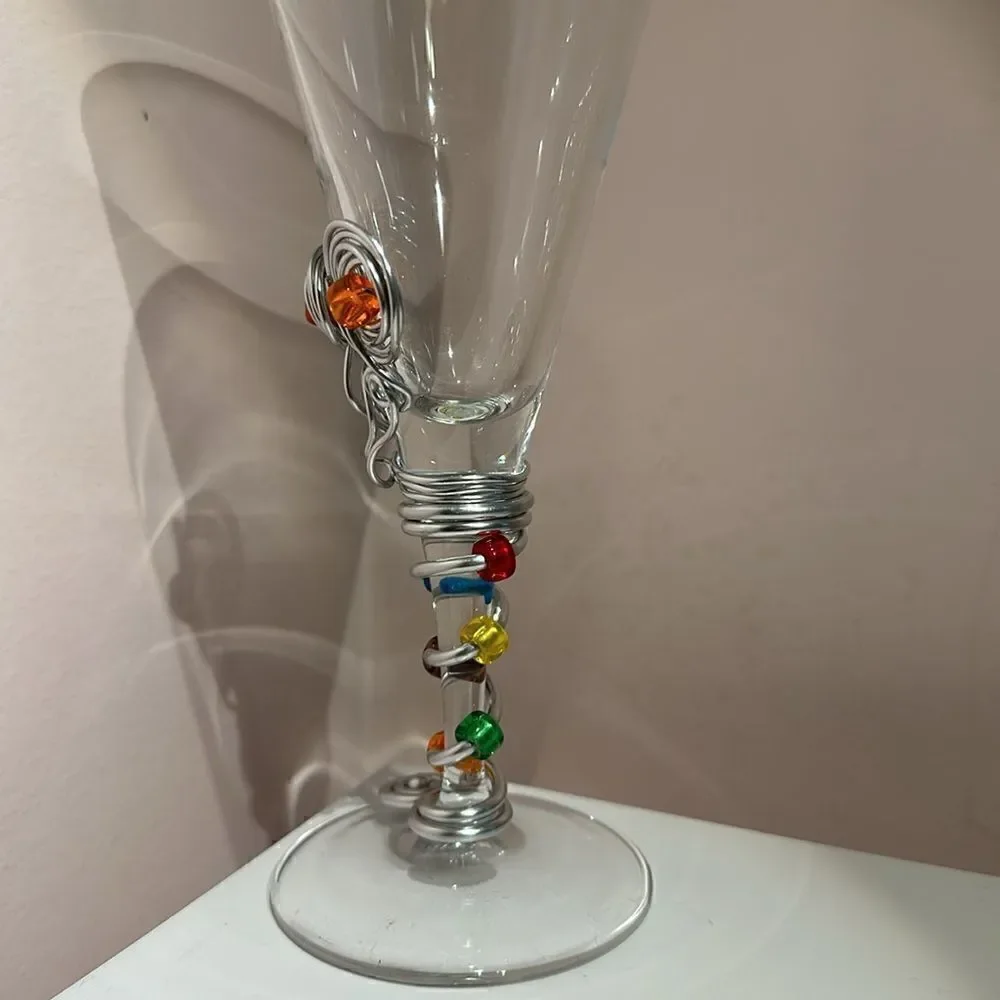 Wine Beverage Goblet Hand Crafted Silver Wire Wrapped Jewels Artisan